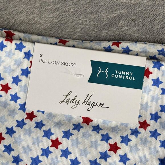 Lady Hagen Skort Womens Small Red Blue Star Multi Plaid Tummy Control Golf - Picture 5 of 12